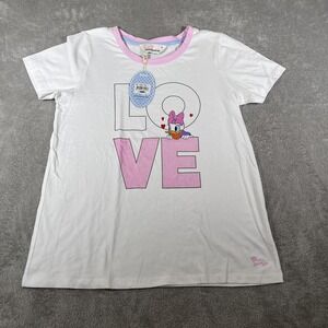 Peter Alexander Pajama Top‎ Womens Small White Daisy Disney Love Sleep Shirt NWT